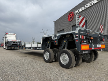 2-axlad Tvångstyrd låglastande maskintrailer, utdragbar