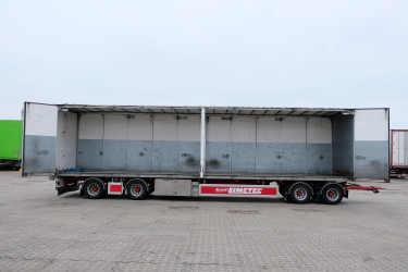 Limetec 4-axlad skåpsläpvagn öppningsbar v/h Sida