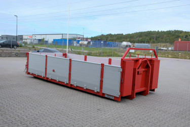 15 m3 lastväxlarflak med aluminiumlämmar - grusförstärkt och 24 tons ram